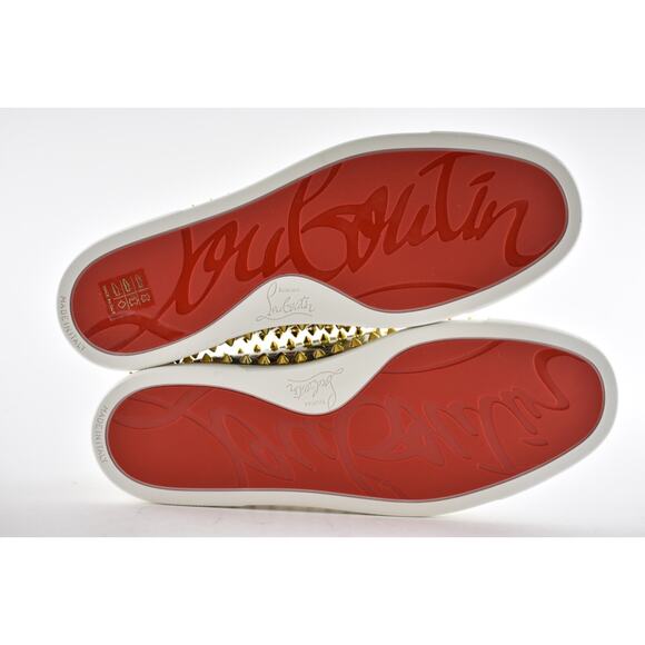 Christian Louboutin Pik Boat Patent Collage Black Gold Spike Flat Sneakers 41 - Picture 12 of 12